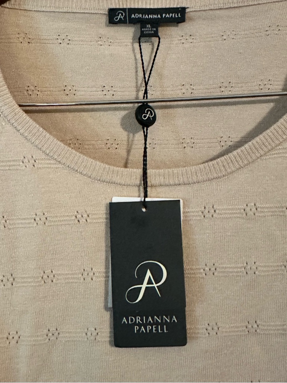 NWT Adrianna Papell Beige Short Sleeve Knit Top Size XL - Picture 4 of 8